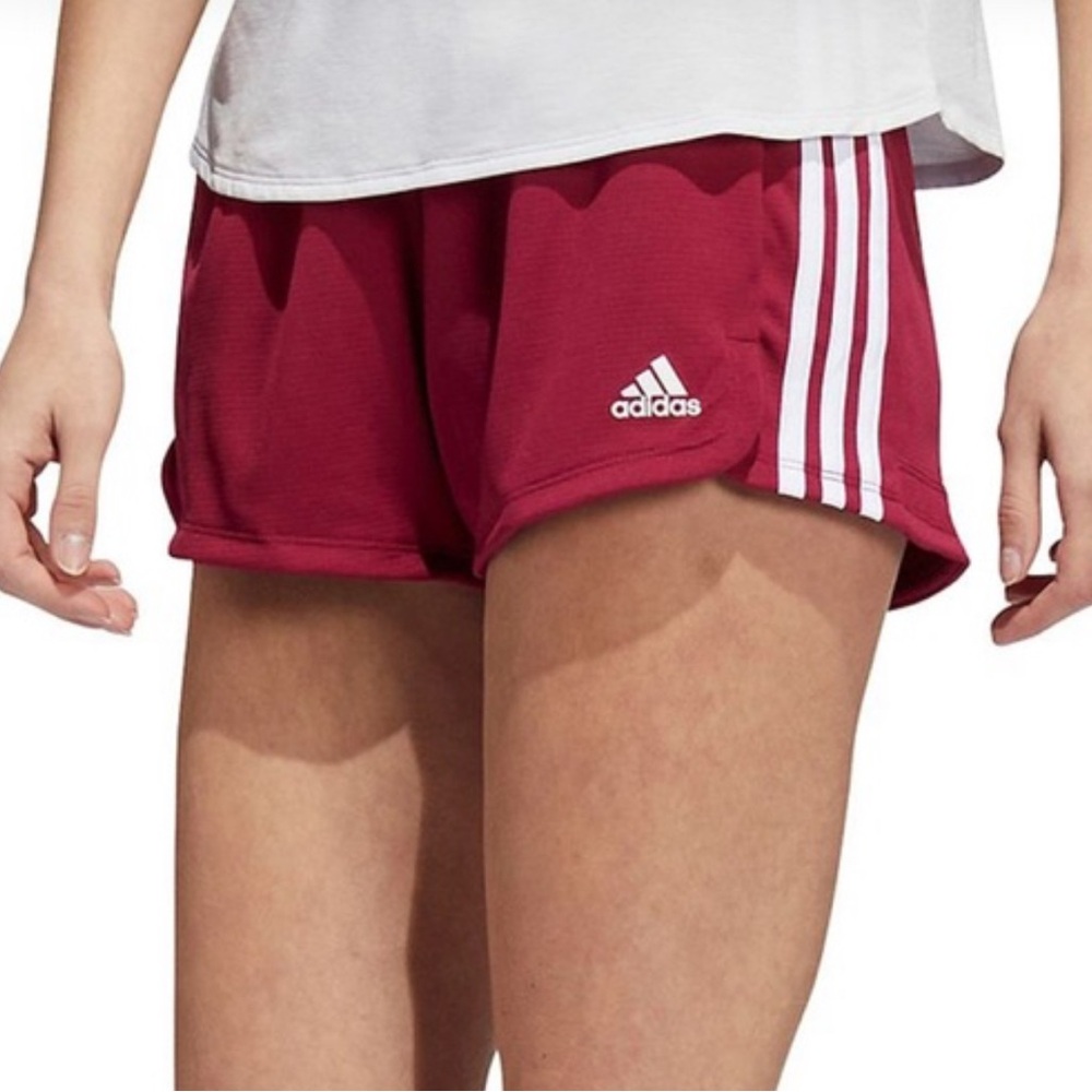 Adidas Burgundy Three Stripe Pull On Athletic Shorts Sz 2X - Picture 1 of 6